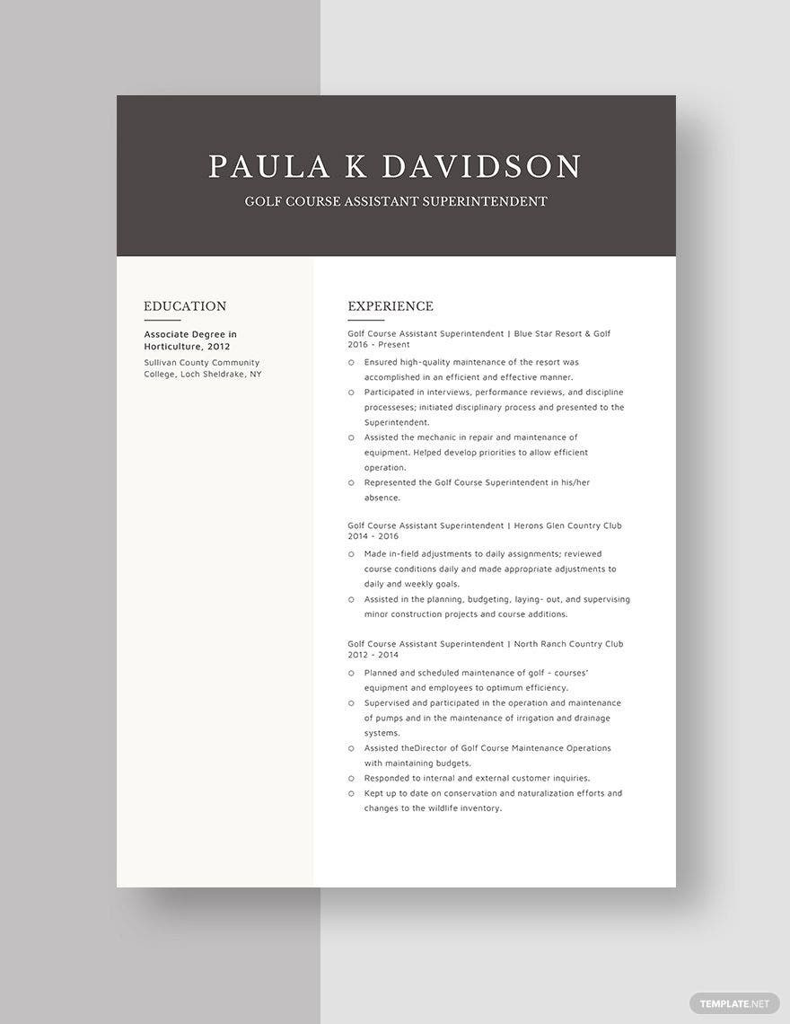 Sample Resume Golf Course assistant Superintendent Free Free Golf Course assistant Superintendent Resume Template …