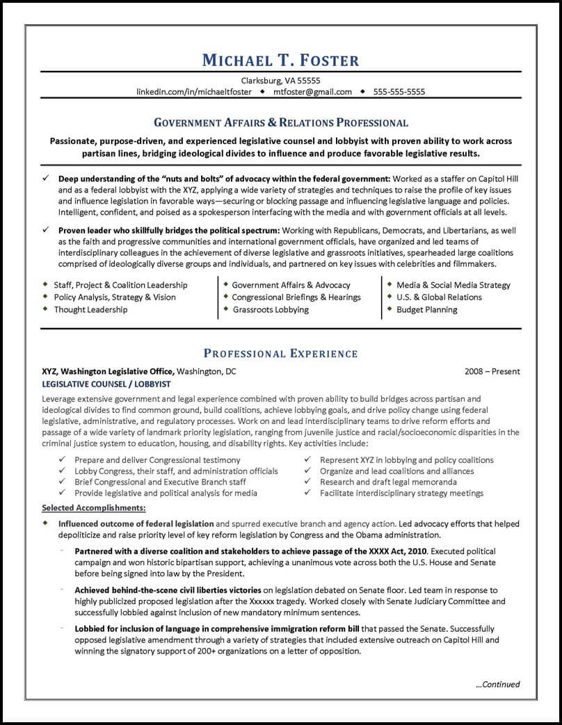Sample Resume Objective Statement for Government Government Affairs Resume – Distinctive Career Services