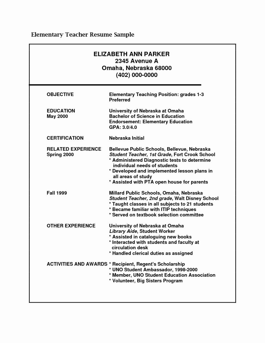 Sample Resume Objective Statement for Teaching Resume Template for Teachers Unique Sample Resume for Teaching …