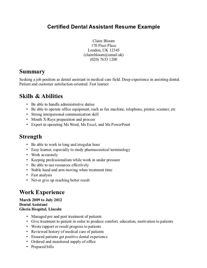 Sample Resume Objectives for Dental assistant Licensed Dental assistant Resume October 2021