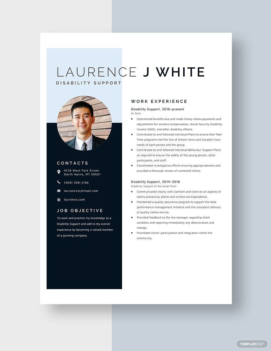 Sample Resume Of Director Of Disability Free Free Disability Support Resume Template – Word, Apple Pages …