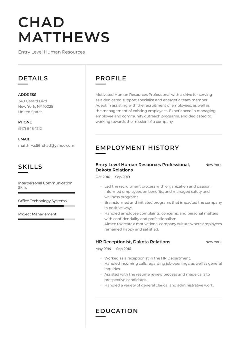Sample Resume Of Entry Level It Entry Level Hr Resume Examples & Writing Tips 2022 (free Guide)