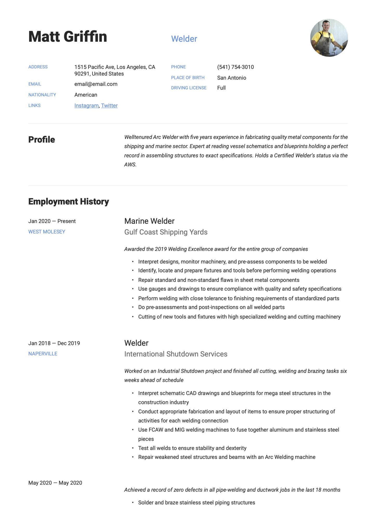 Sample Resume Of Entry Level Machinist and Welder 18 Free Welder Resume Examples & Guide Pdf 2020