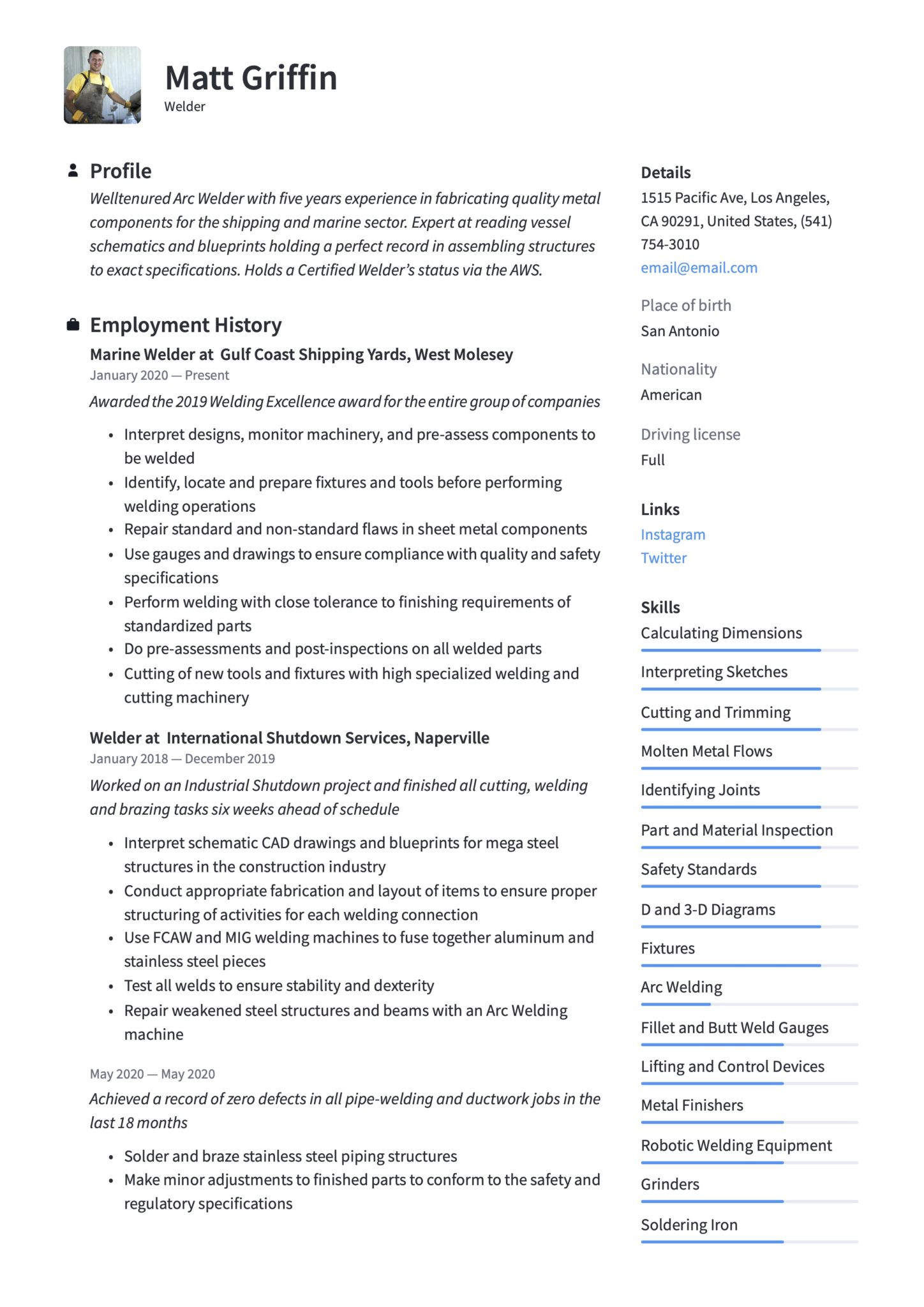 Sample Resume Of Entry Level Machinist and Welder 18 Free Welder Resume Examples & Guide Pdf 2020