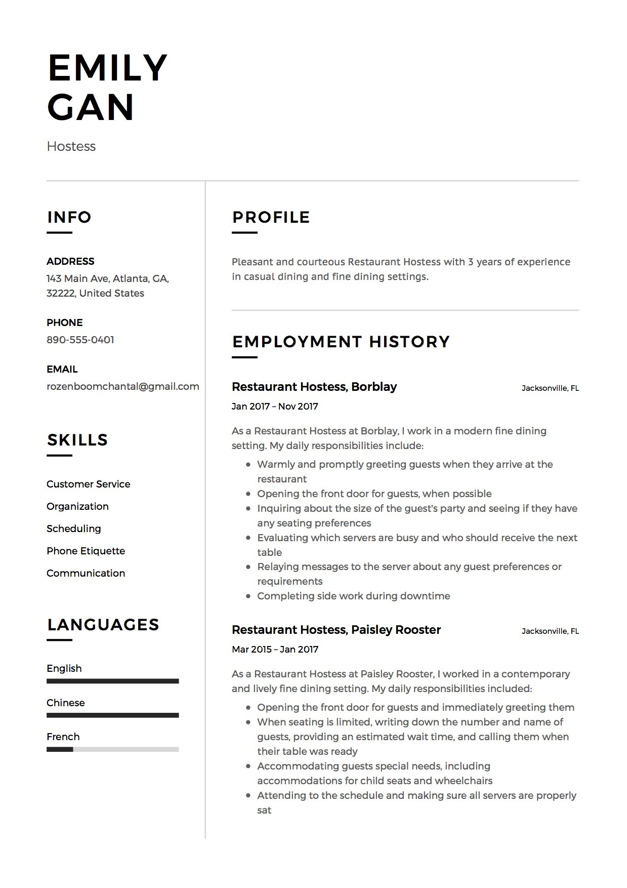 Sample Resume Restaurant Hostess No Experience Hostess Resume & Guide 12 Resume Examples (free Downloads) 2020