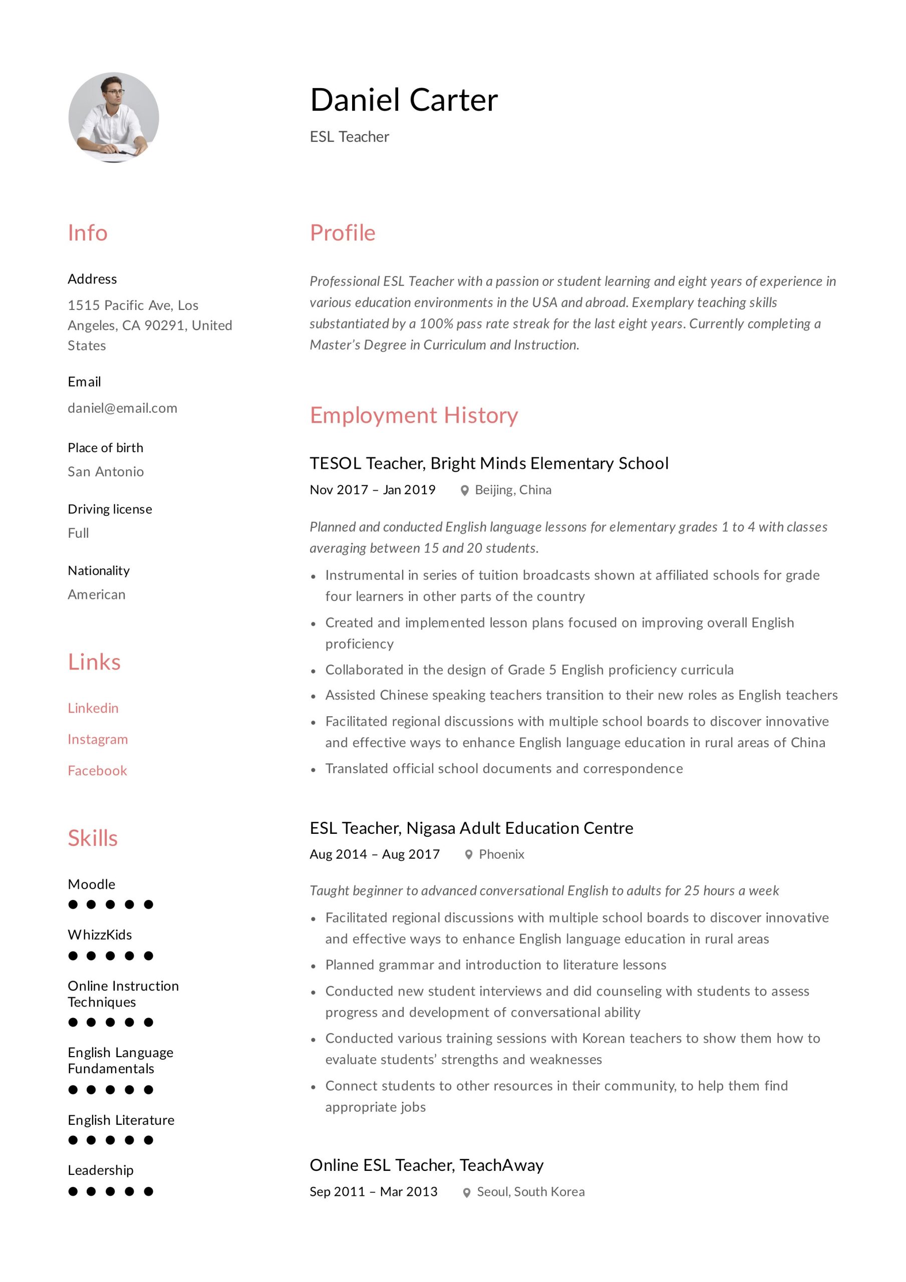 Sample Resume with Branding Statement Teacher 19 Esl Teacher Resume Examples & Writing Guide 2022