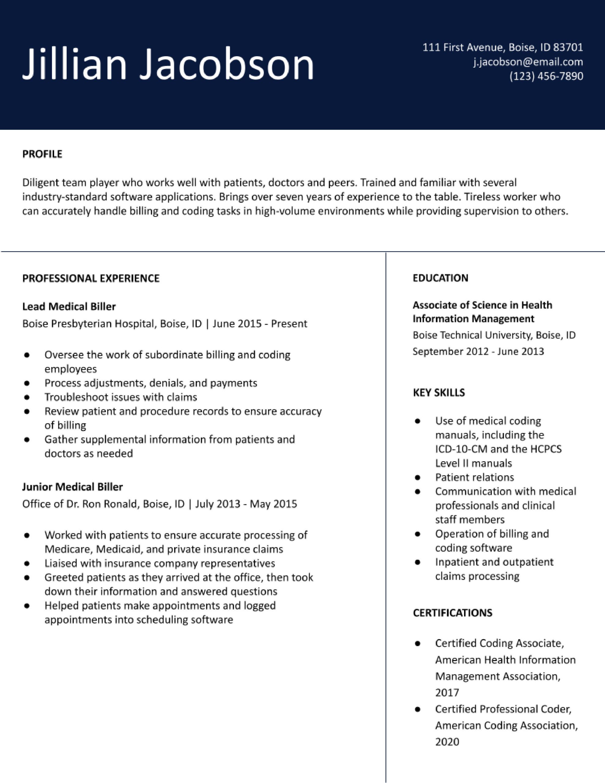 Sample Resume with Certified Professional Coder Listed Medical Billing and Coding Specialist Resume Examples In 2022 …