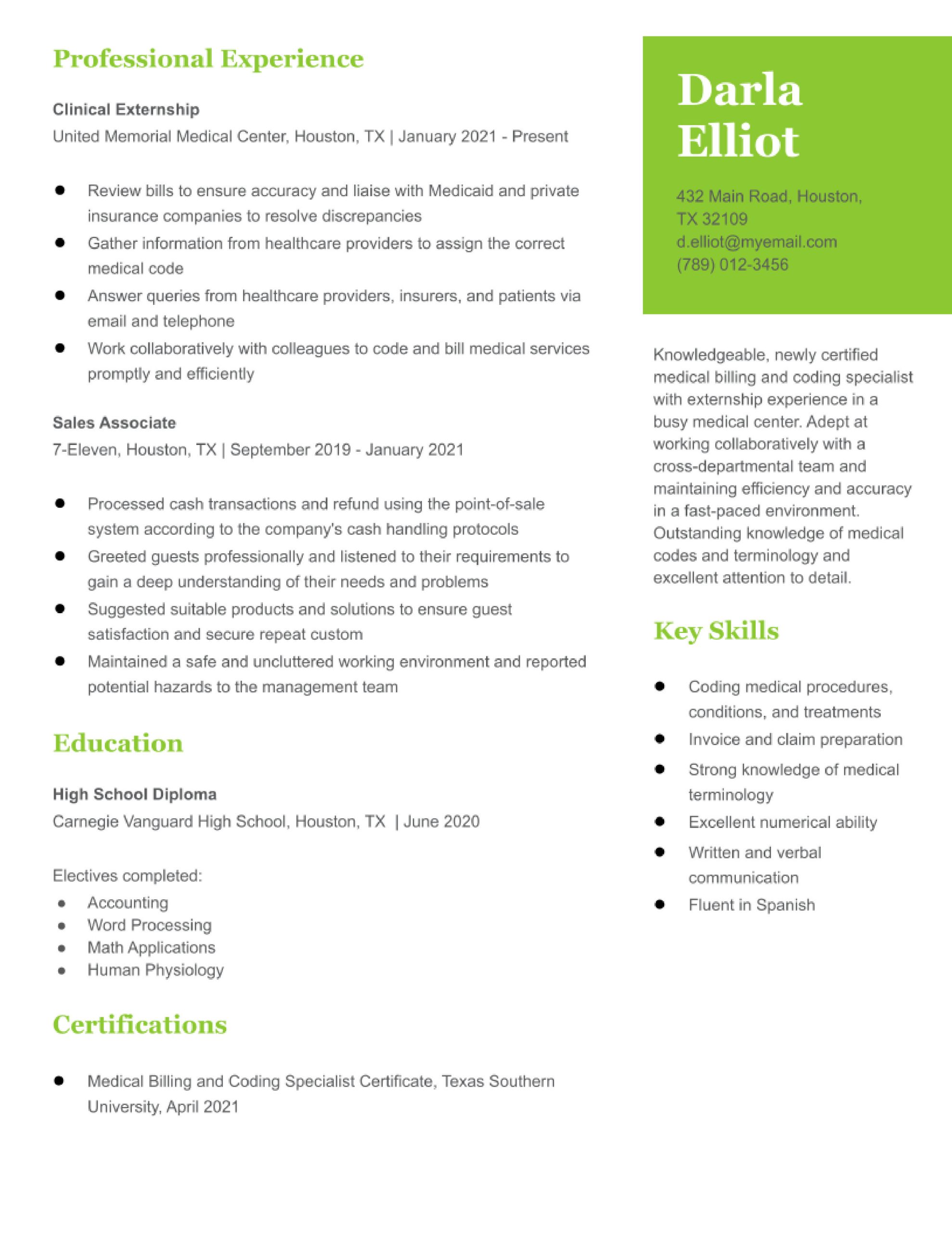 Sample Resume with Certified Professional Coder Listed Medical Billing and Coding Specialist Resume Examples In 2022 …