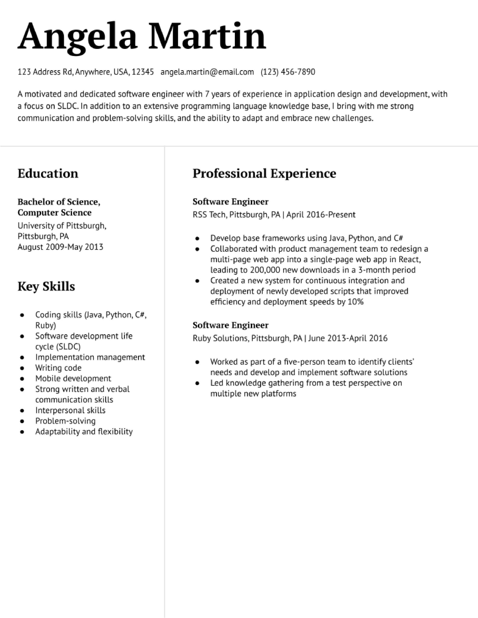 Sample Resume with Ciw Web Development associate software Engineer Resume Example In 2022 – Resumebuilder.com