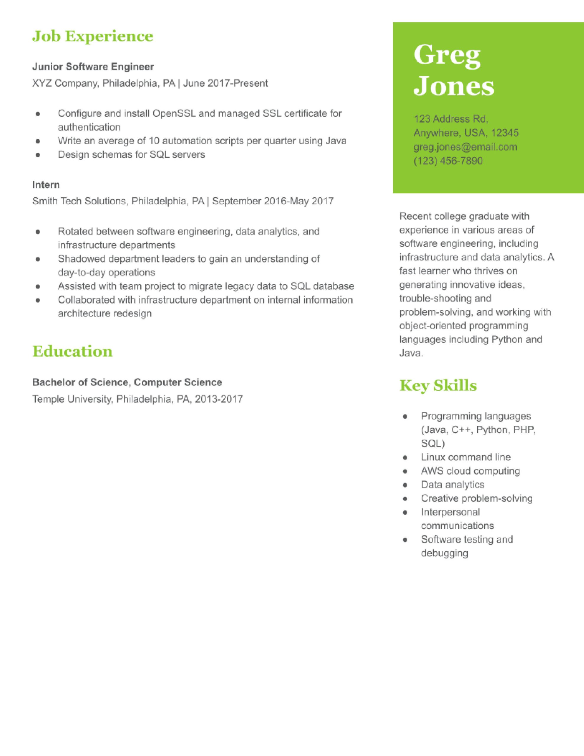 Sample Resume with Ciw Web Development associate software Engineer Resume Example In 2022 – Resumebuilder.com