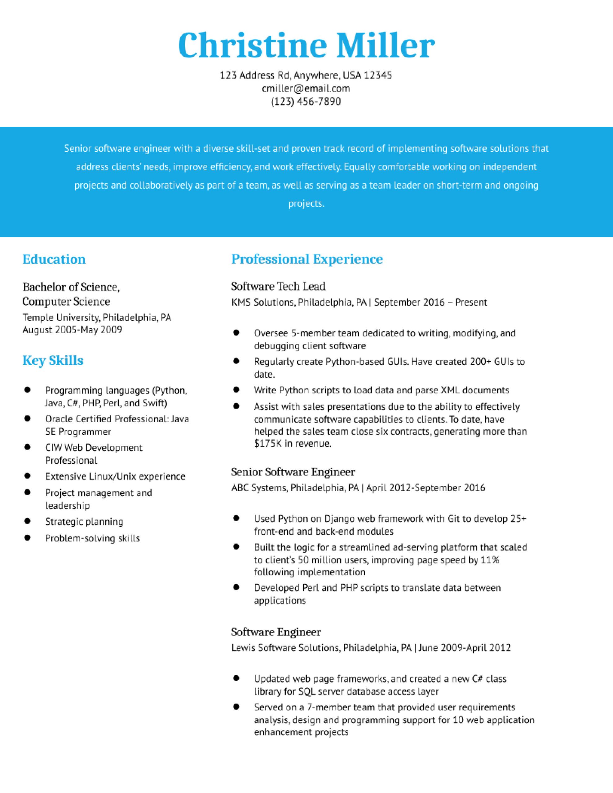 Sample Resume with Ciw Web Development associate software Engineer Resume Example In 2022 – Resumebuilder.com
