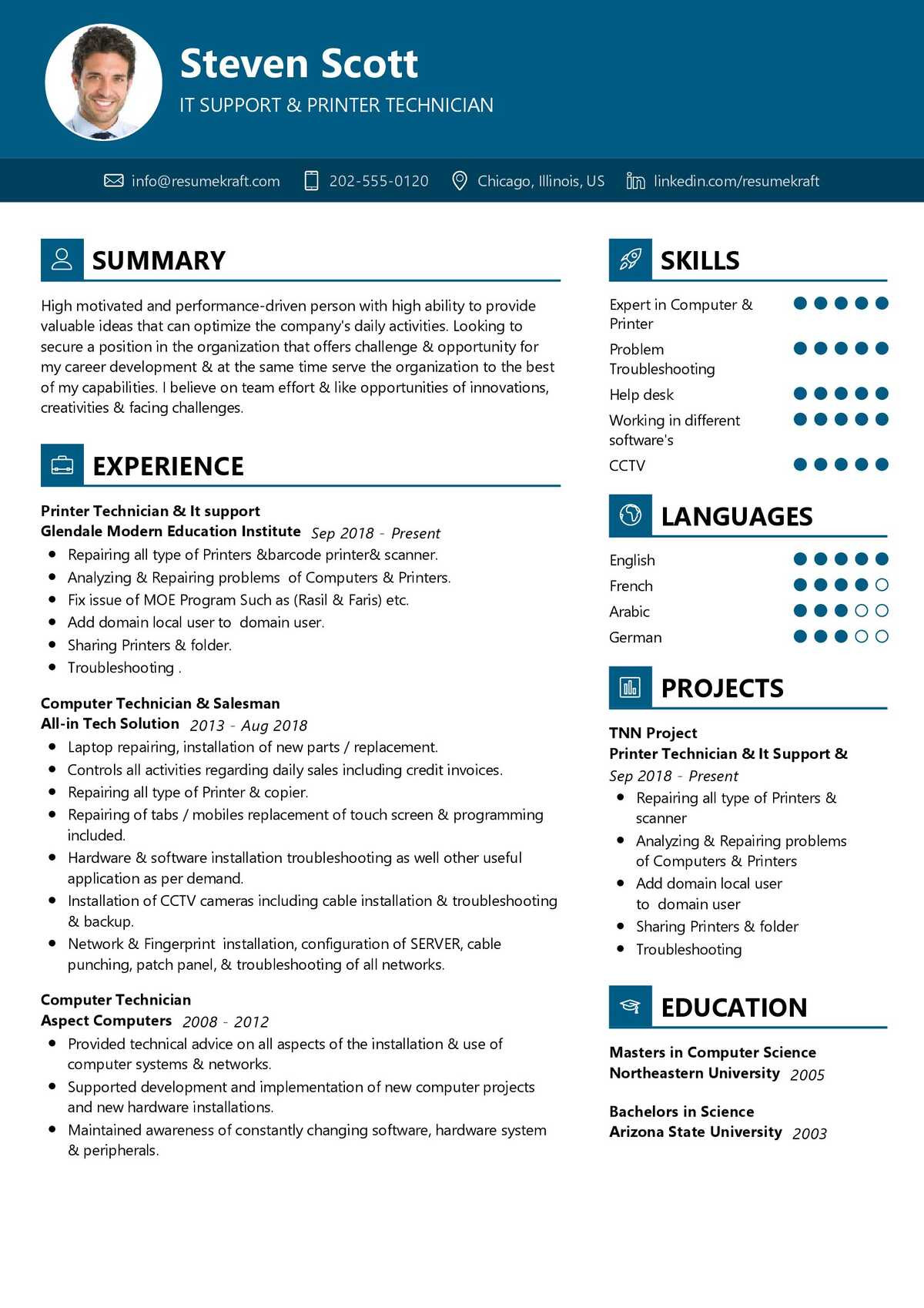 Sample Resume with Comp Tia Credentials Printer Technician Resume Sample 2022 Writing Tips – Resumekraft