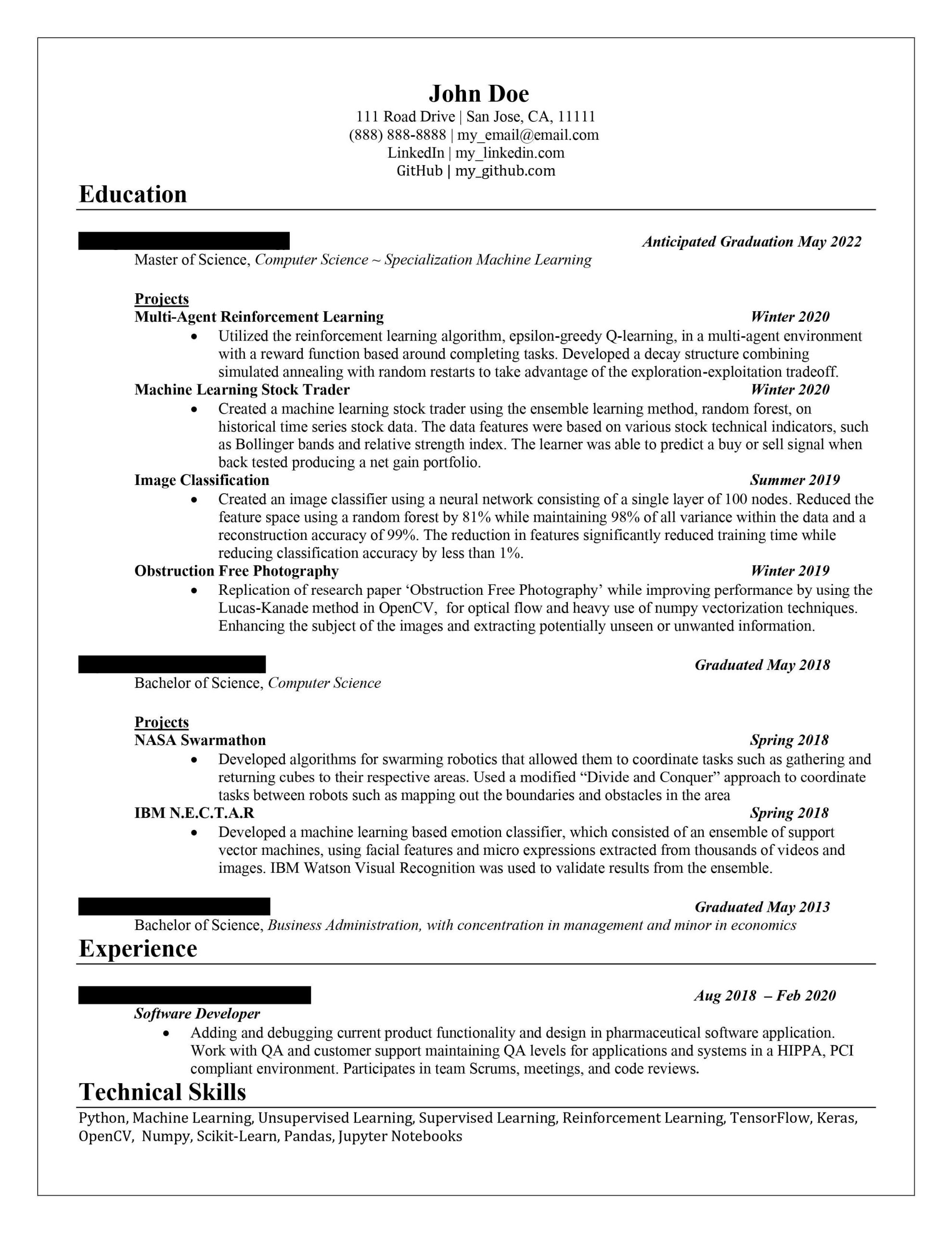 Sample Resumes for Machine Learnign Jobs Machine Learning Resume : R/resumes