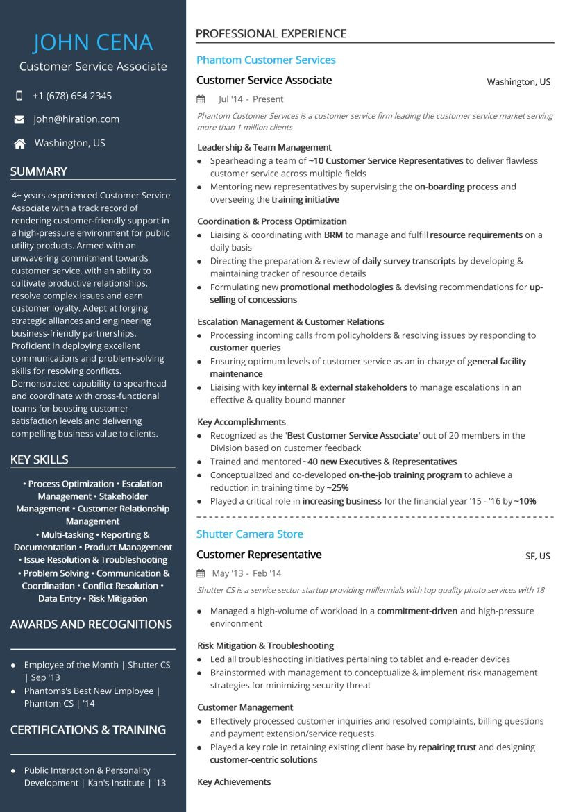 Sample Resumes for Management and Customer Service Free Customer Service associate Resume Sample 2020 by Hiration