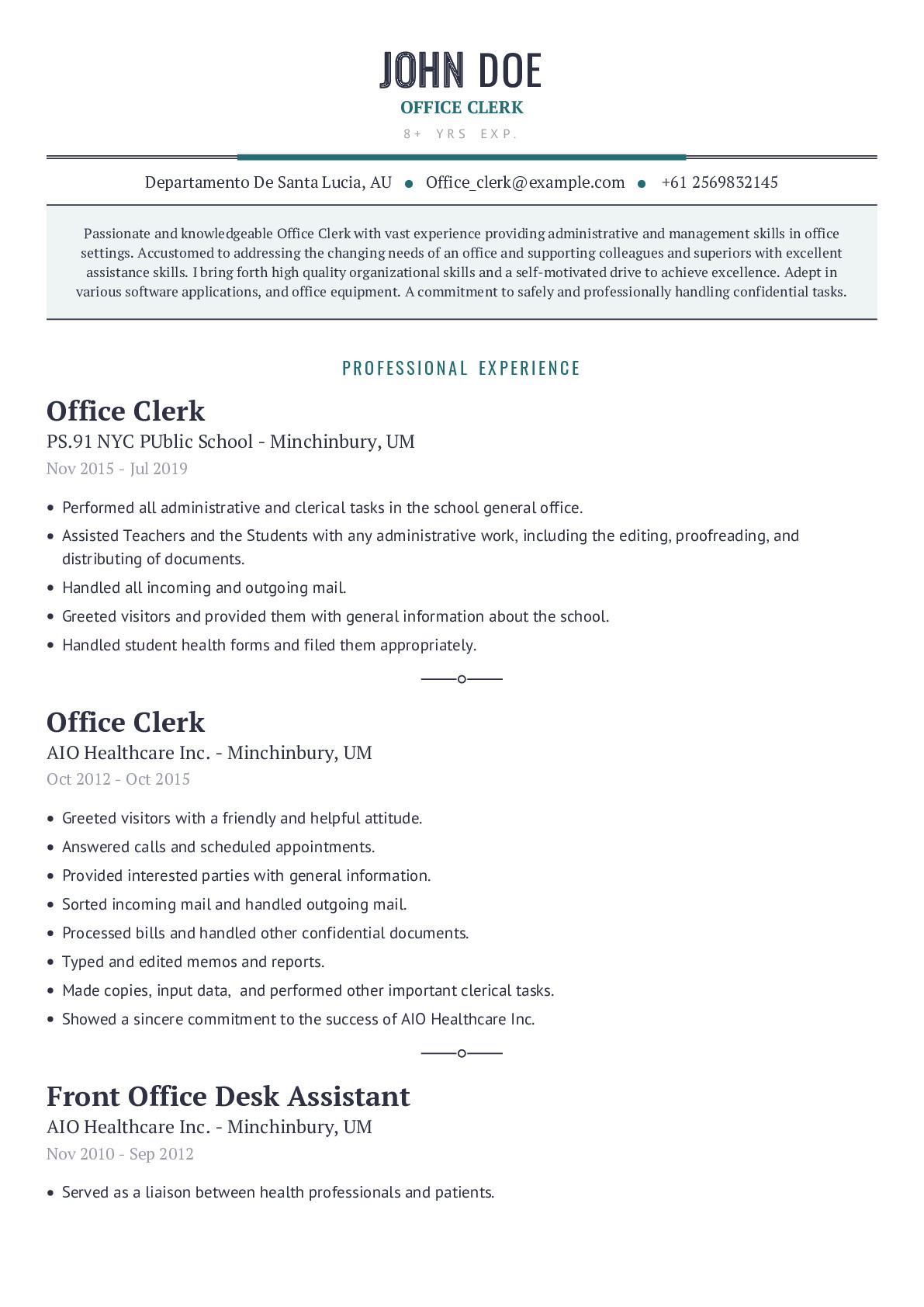 Sample Skills for General Office Clerk Resume Office Clerk Resume Example with Content Sample Craftmycv