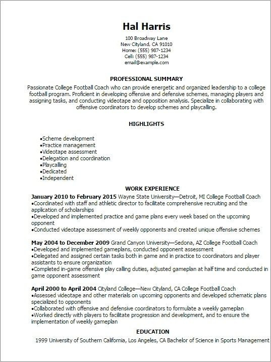 Sample soccer Resume for College Coaches College Football Coach Resume Template Best Design Tips