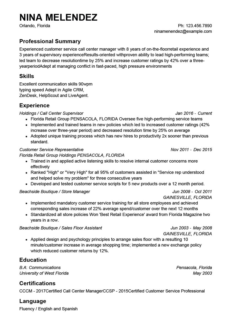 Samples Of Functional Resumes Customer Service Customer Service Resume: Guide with Examples Resumehelp