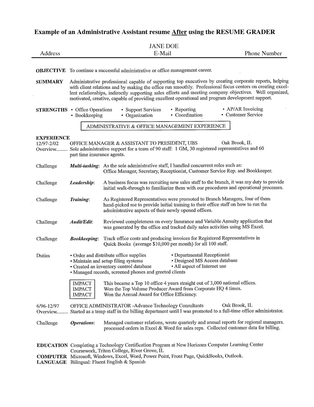 Samples Of Resume Objectives for Administrative assistants Sample Objective Resume for Administrative assistant