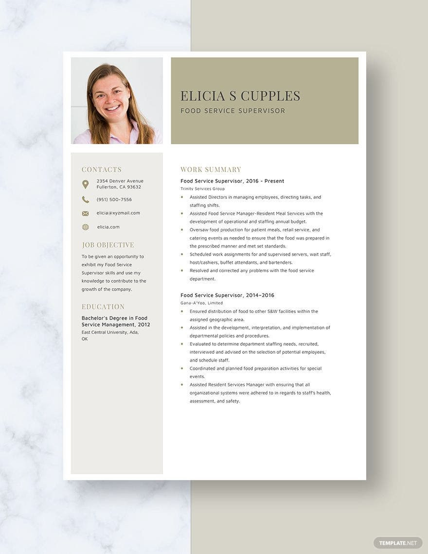 School Food Service Supervisor Sample Resume Free Free Food Service Supervisor Resume Template – Word, Apple …