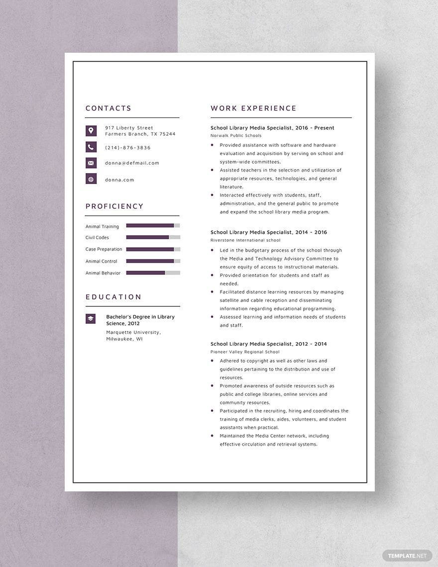 School Library Media Specialist Resume Samples Free Free School Library Media Specialist Resume Template – Word …