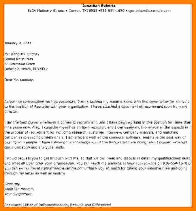 Send Email to Recruiter with Resume Sample Email to Recruiter with Resume