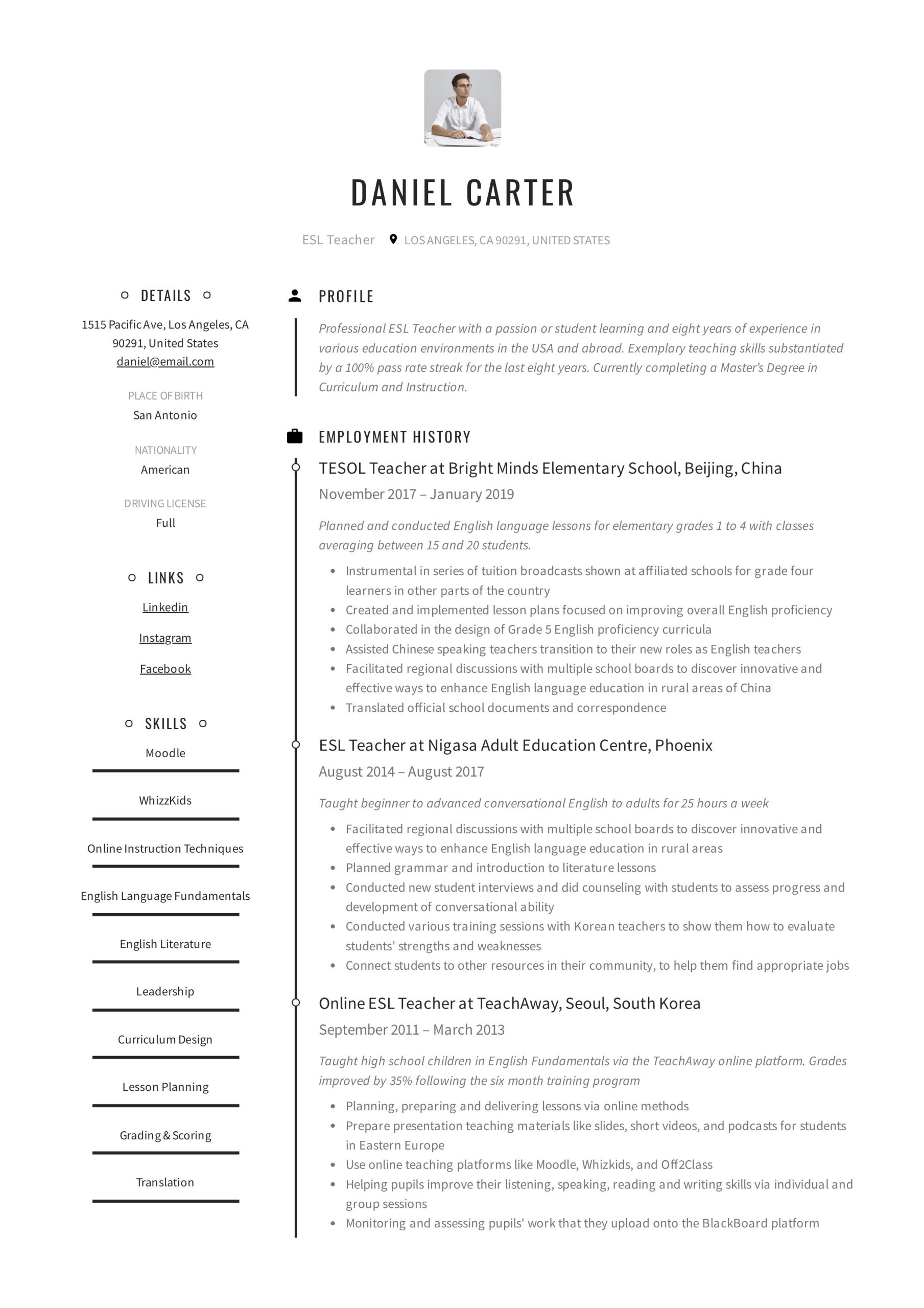 Tesl Lead Resume Sample that Can Get You Interview 19 Esl Teacher Resume Examples & Writing Guide 2022