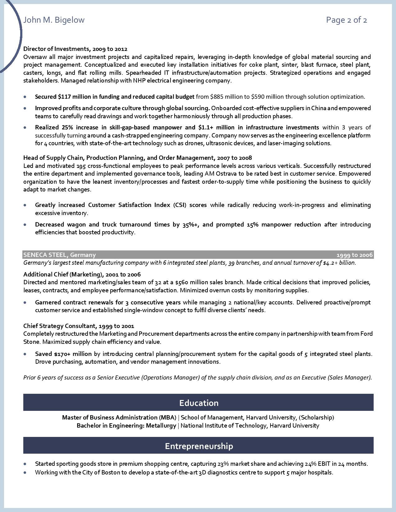 Vp Of Healthcare Supply Chain Resume Sample Samples – Executive Resume Services