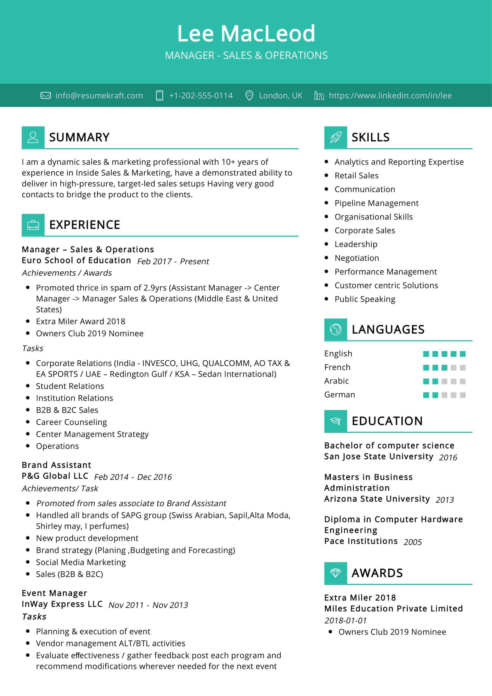Vp Operations and Sales Resume Sample Sales Operations Resume Sample 2022 Writing Tips – Resumekraft