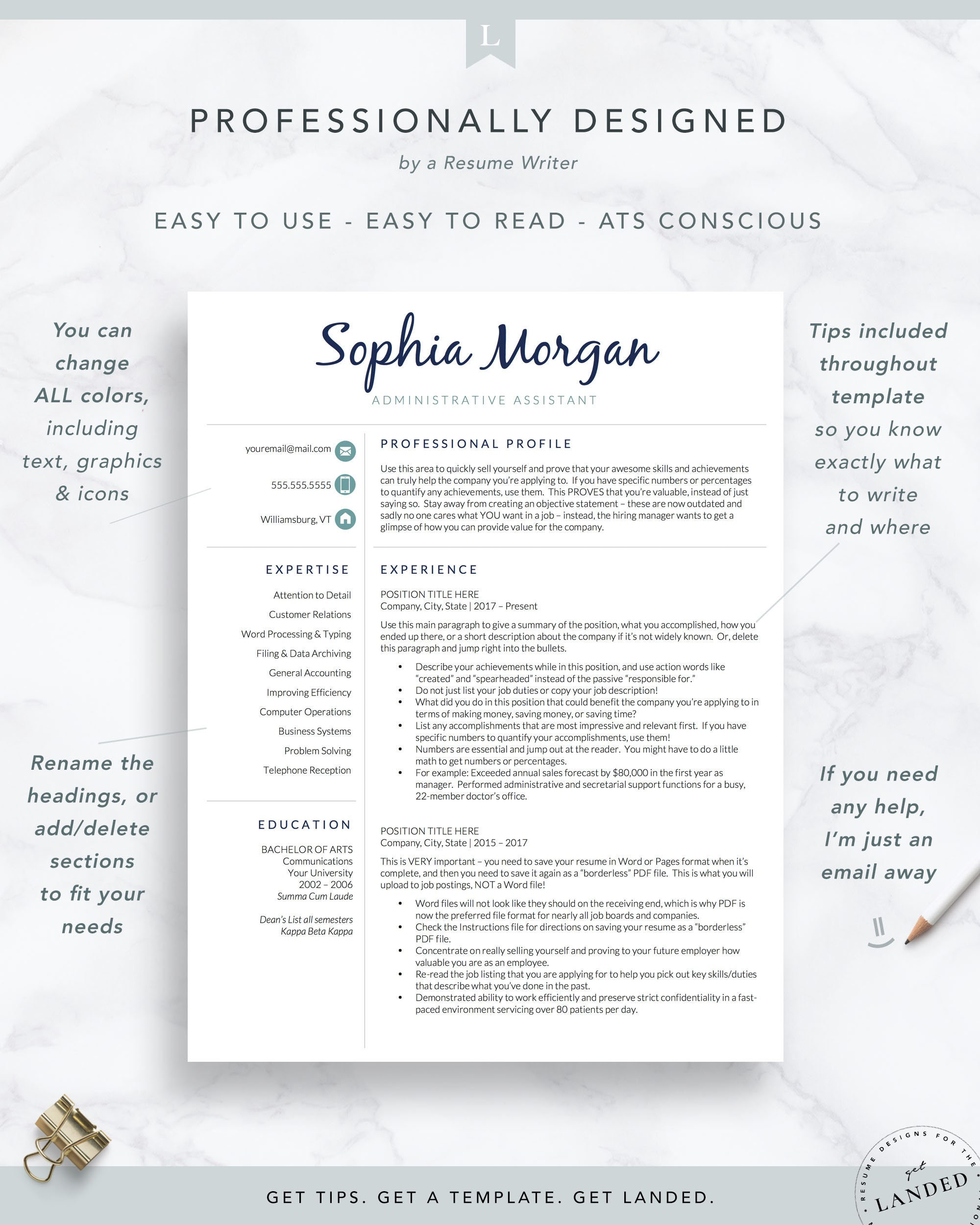 2023 Sample Of Resume for Admin Executive assistant Resume Template for Word and Pages 1 2 – Etsy …