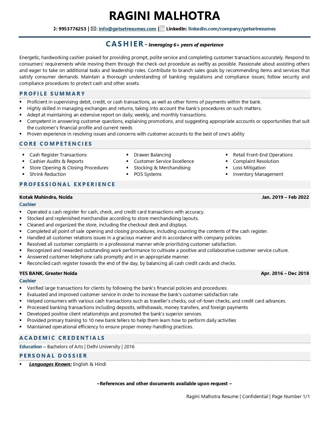Banking Customer order Management Resume Sample Cashier Resume Examples & Template (with Job Winning Tips) Banking Customer order Management Resume Sample Cashier Resume Examples & Template (with Job Winning Tips)