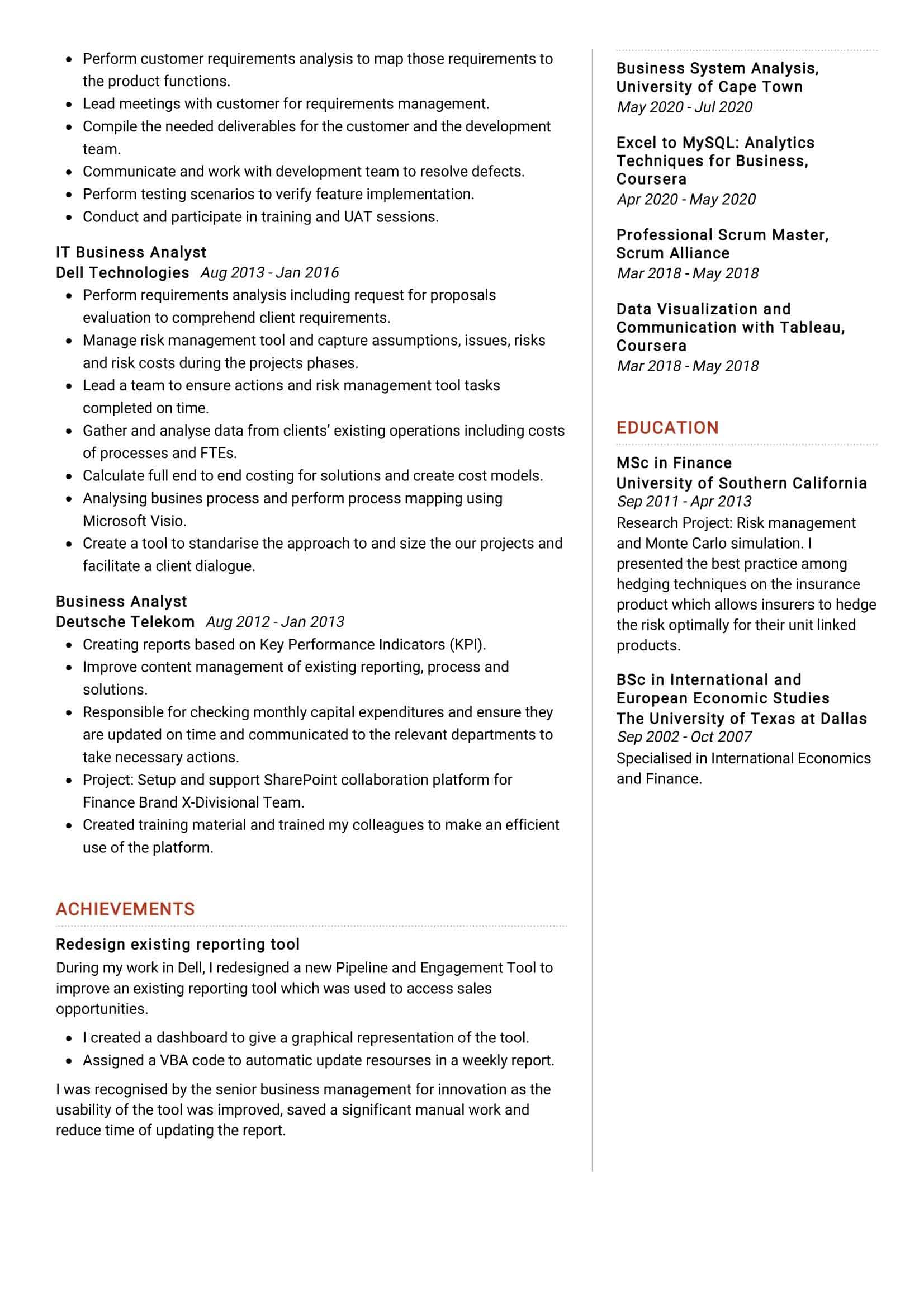Business Analyst Fixed Income and Stored Procedures Sample Resume It Business Analyst Resume Sample 2022 Writing Tips – Resumekraft