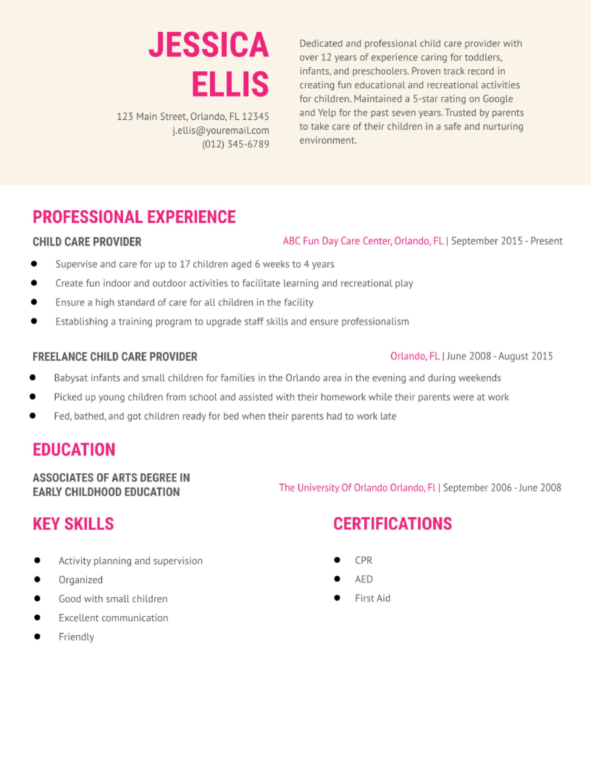 Child Care assistant Director Job Resume Sample Child Care Resume Examples In 2022 – Resumebuilder.com