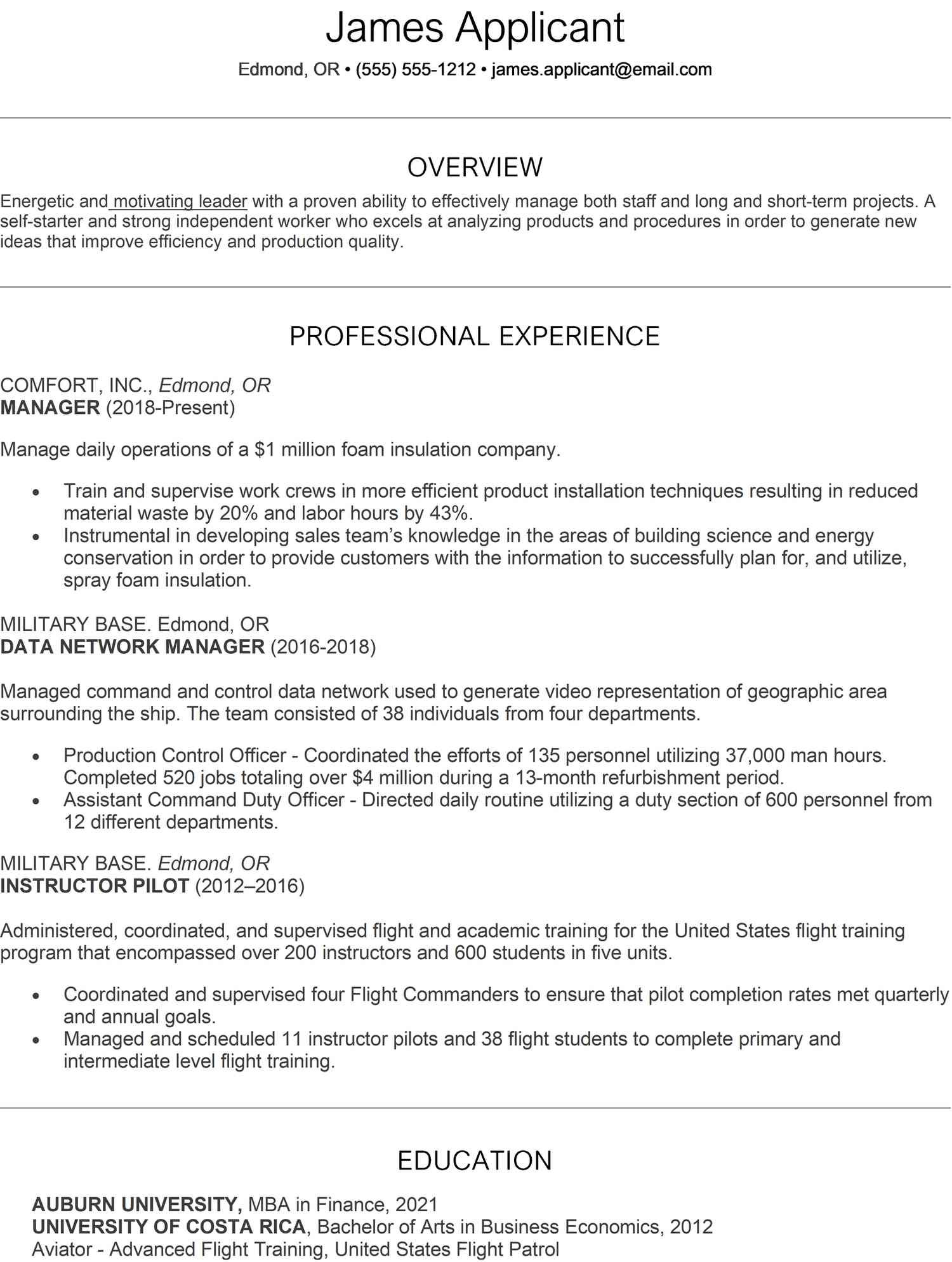 Chronological Resume Sample for College Students Chronological Resume Example (with Writing Tips)