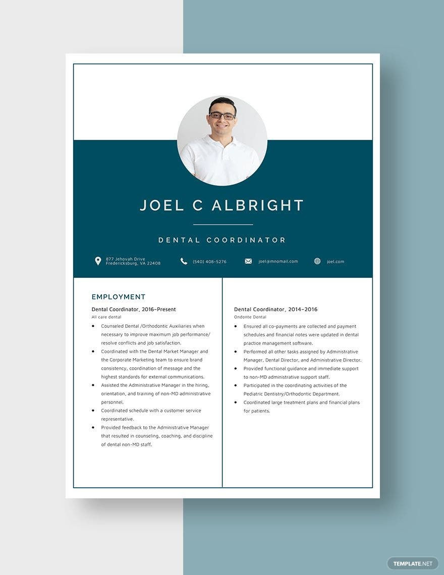 Dental Office Financial Coordinator Resume Sample Dental Coordinator Resume Template – Word, Apple Pages, Pdf …