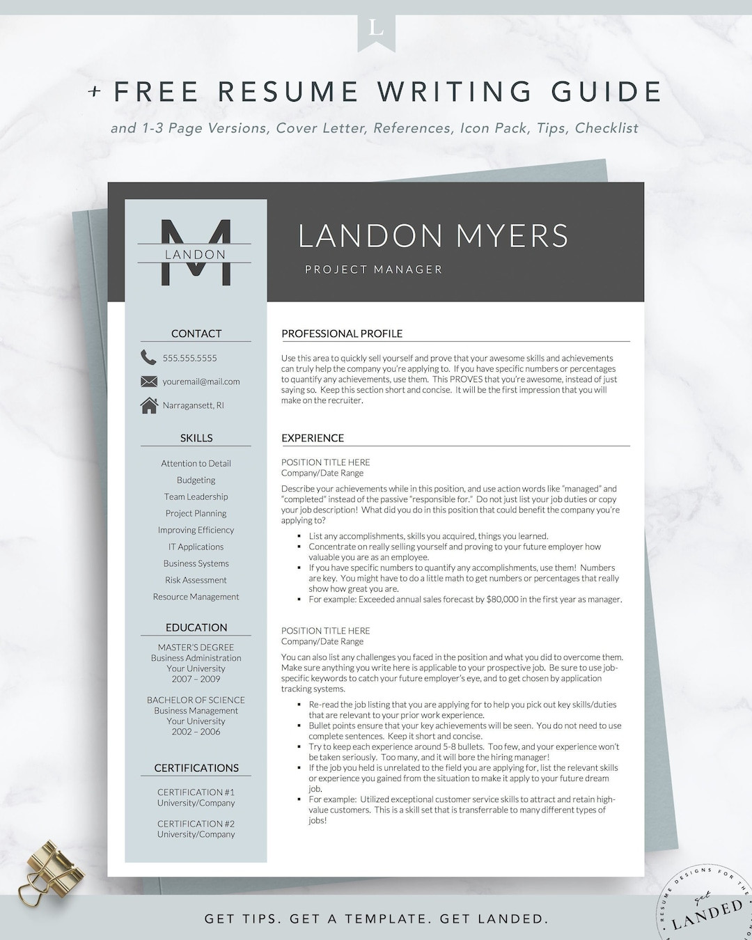 Email to Kelly Services Recruiter with Resume Sample Blue Grey Resume Template with Initials for Word & Pages 1-3 – Etsy Ãsterreich