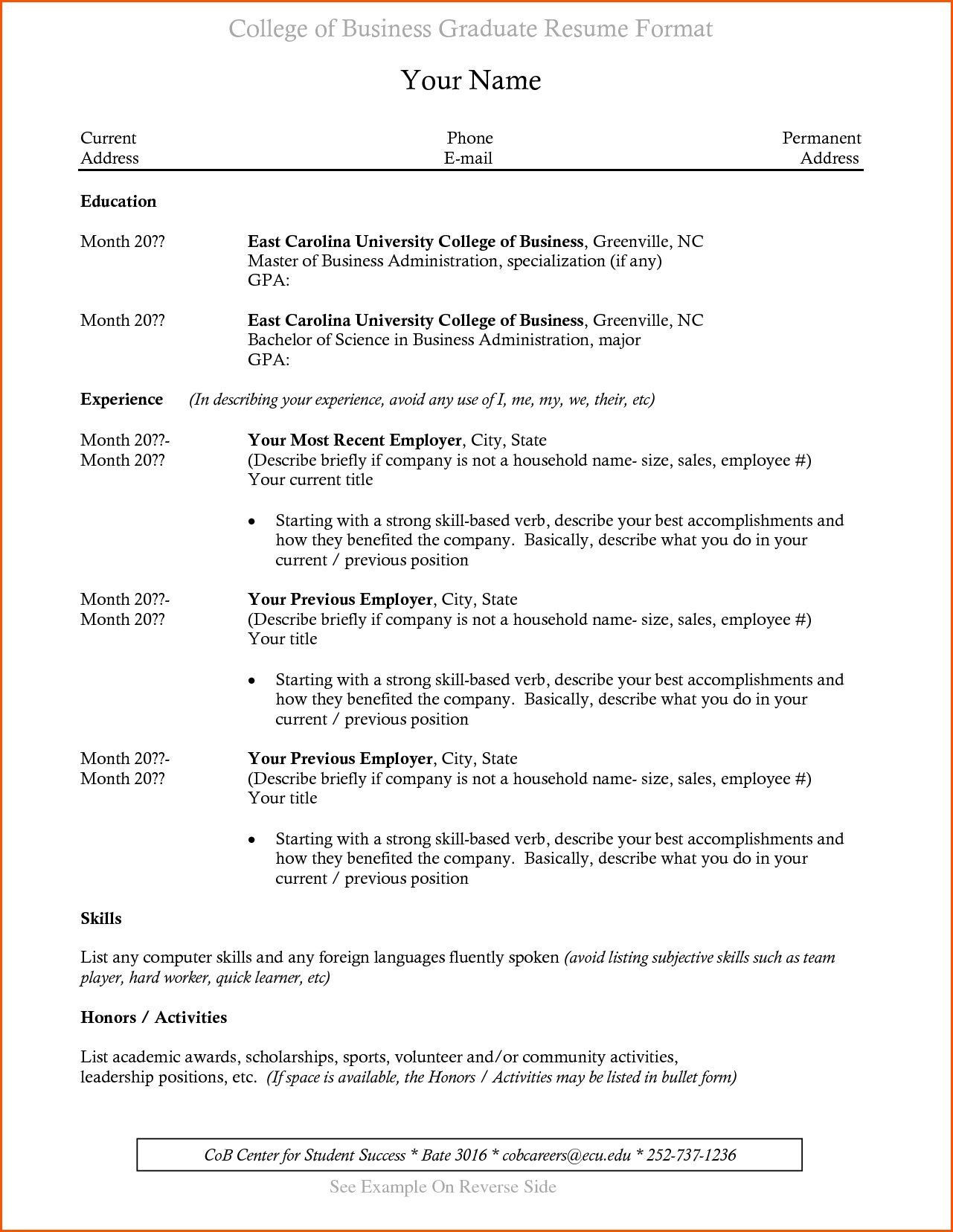 Entry Level Resume Samples for College Graduate College Graduate