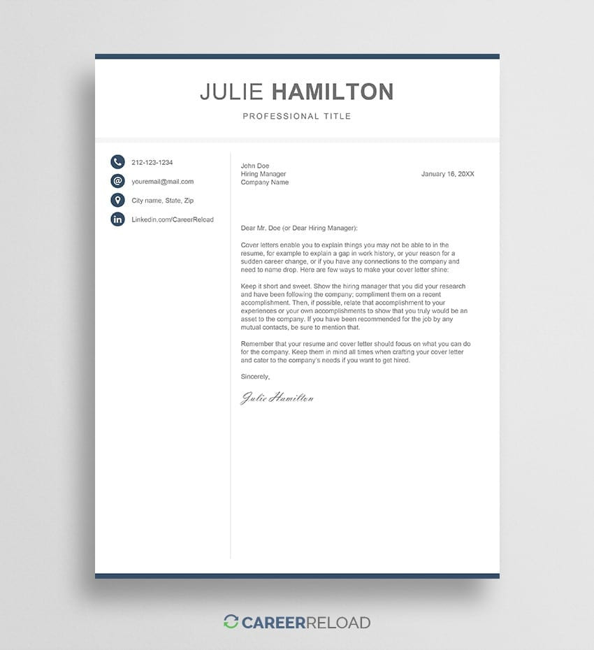 Free Sample Professional Resume Cover Letter Free Cover Letter Templates for Microsoft Word – Free Download