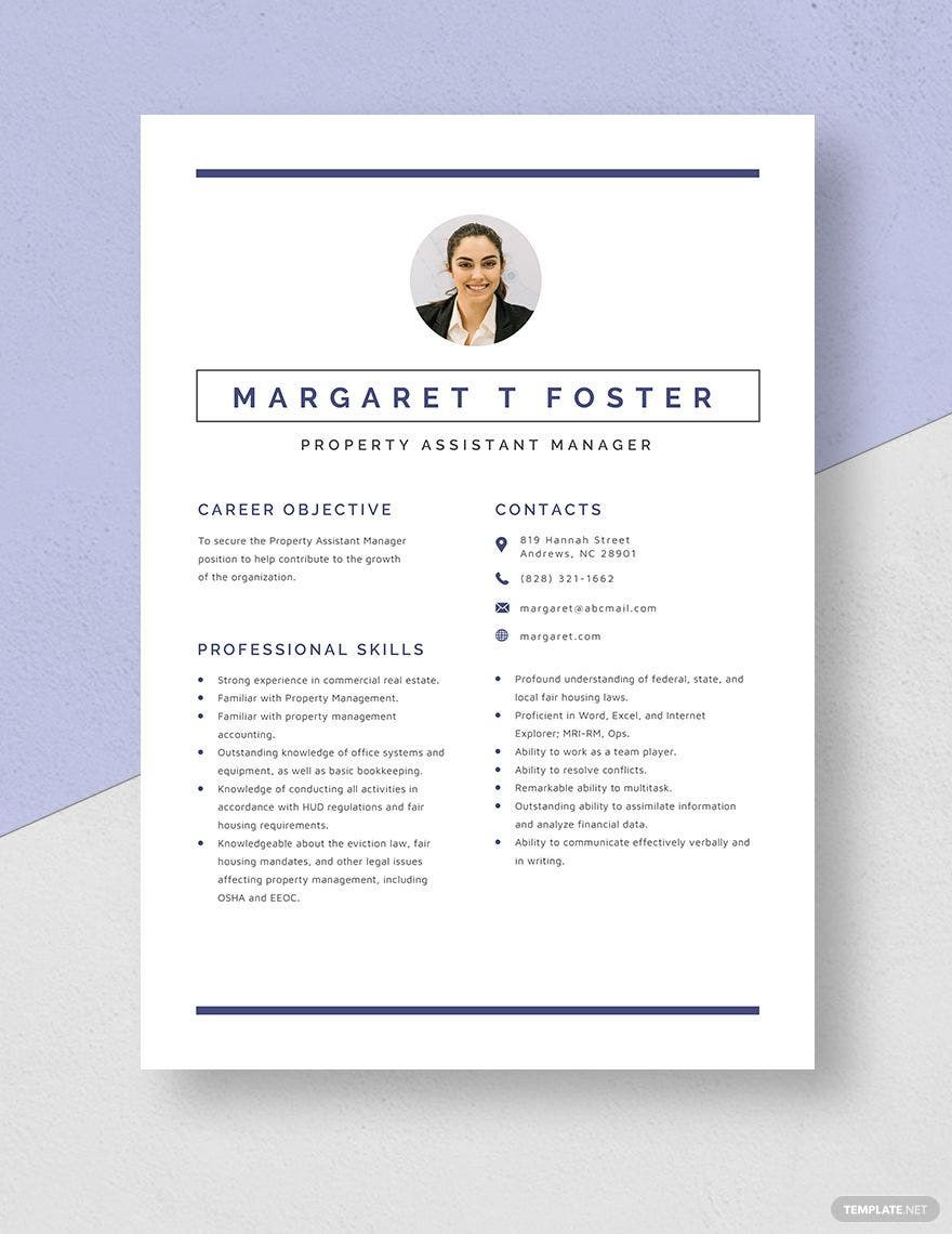 Free Sample Resume assistant Property Manager Free Free Property assistant Manager Resume Template – Word, Apple …