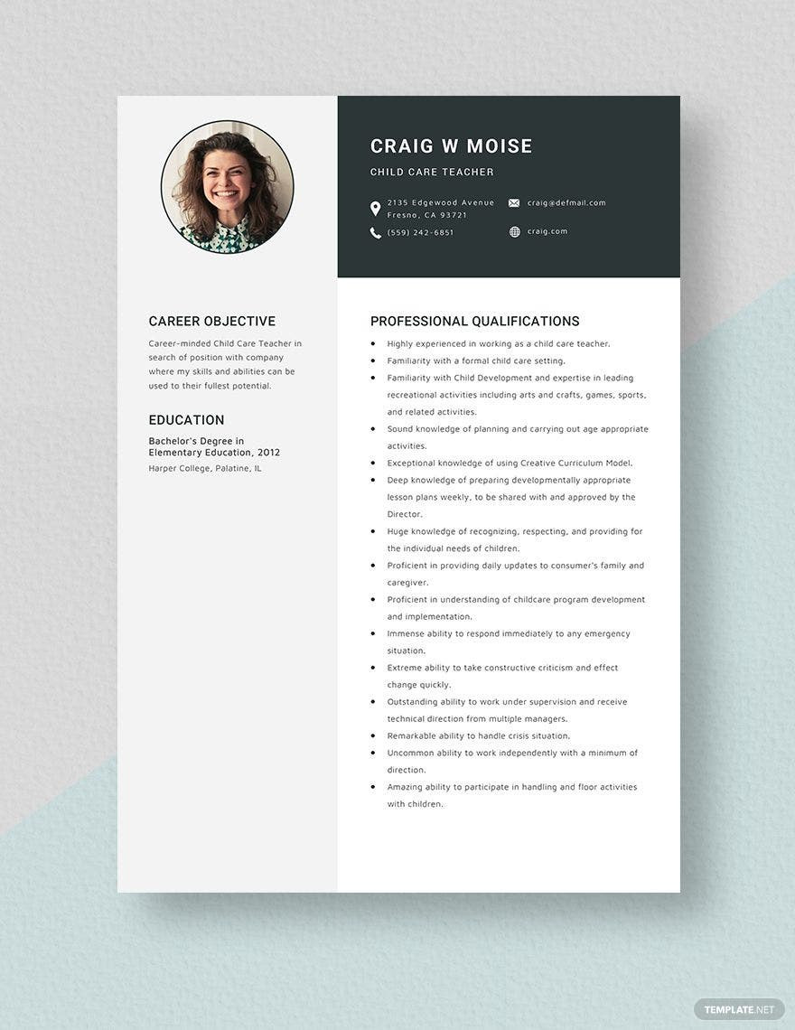 Free Sample Resume Child Care Worker Child Care Resume Templates – Design, Free, Download Template.net
