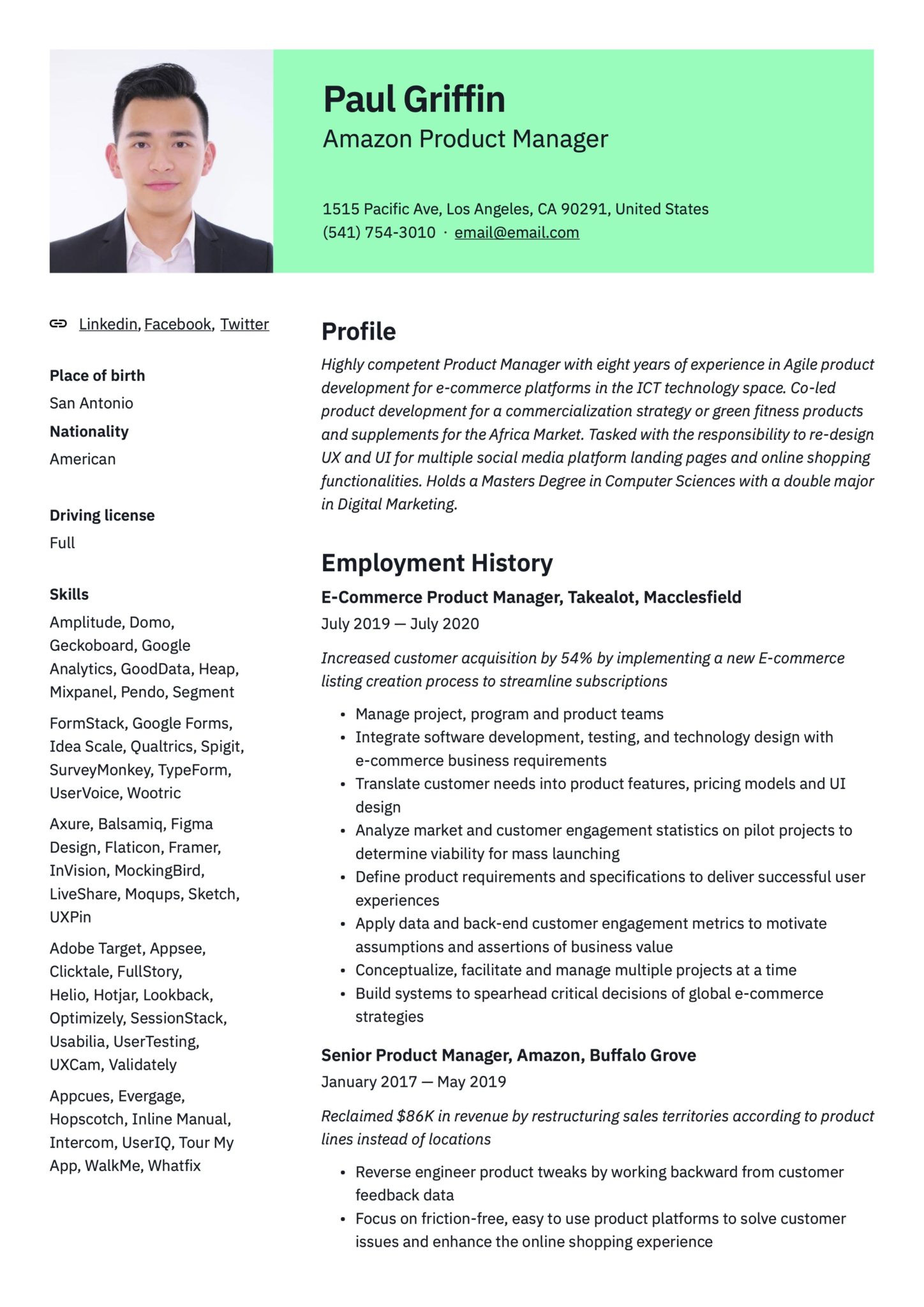 General Laborer at A Potatoes C9mpany Resume Sample Amazon Product Manager Resume & Guide 17 Examples 2022