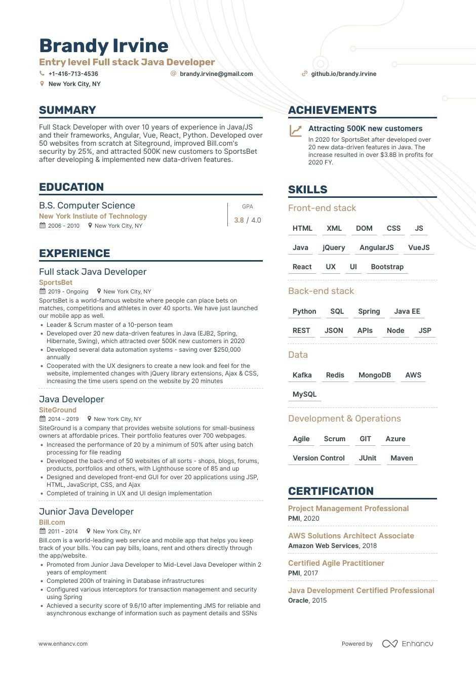 Informatica with Python and Sql Resume Sample Full-stack Developer Resume Examples & Guide for 2022 (layout …