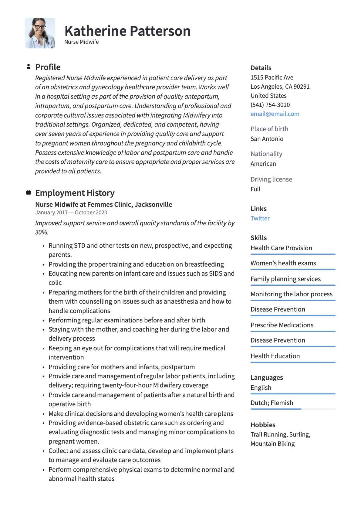 Labor and Delivery Charge Nurse Resume Sample Nurse Midwife Resume & Writing Guide  20 Templates