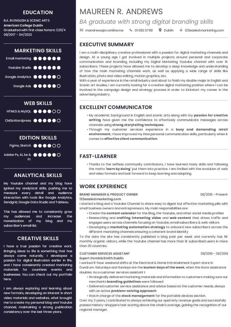Mba Student Resume Samples No Experience  10 Cv Examples for Students to Stand Out even without Experience