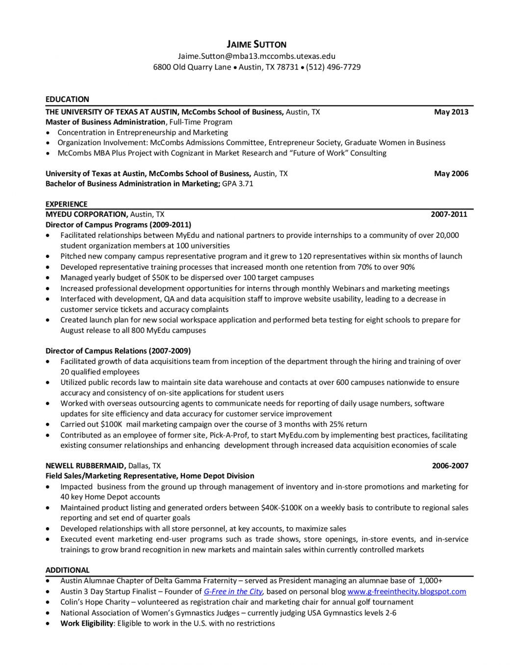 Mccombs School Of Business Sample Resume Cover Letter Template Mccombs – Resume format Cover Letter …