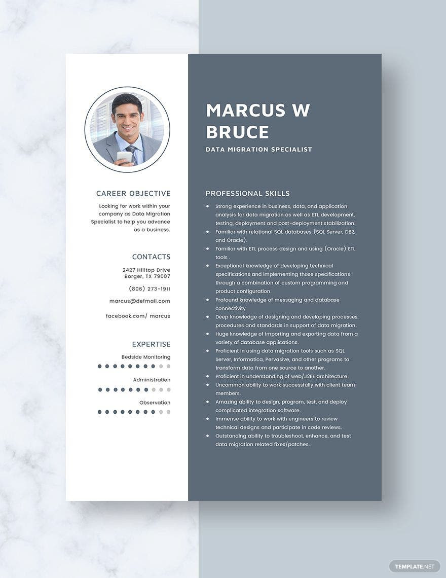 Net Sample Resume for Migration Projects Free Free Data Migration Specialist Resume Template – Word, Apple …