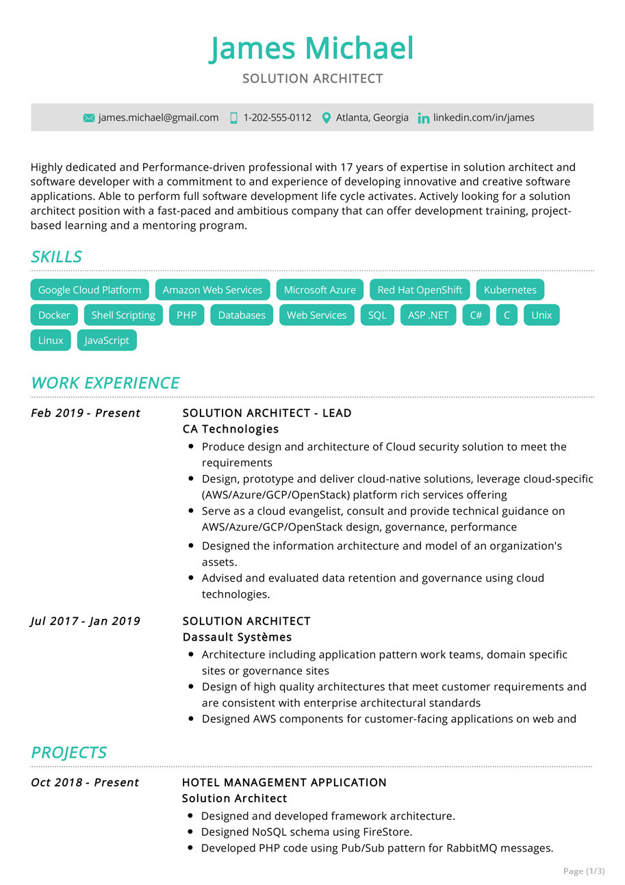Net Sample Resume for Migration Projects solution Architect Resume Example 2022 Writing Tips – Resumekraft