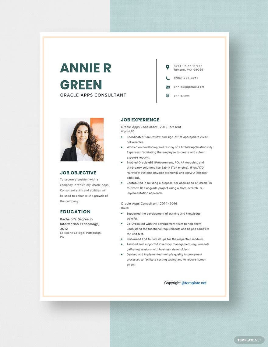 Oracle Hrms Functional Consultant Resume Sample oracle Apps Consultant Resume Template – Word, Apple Pages …