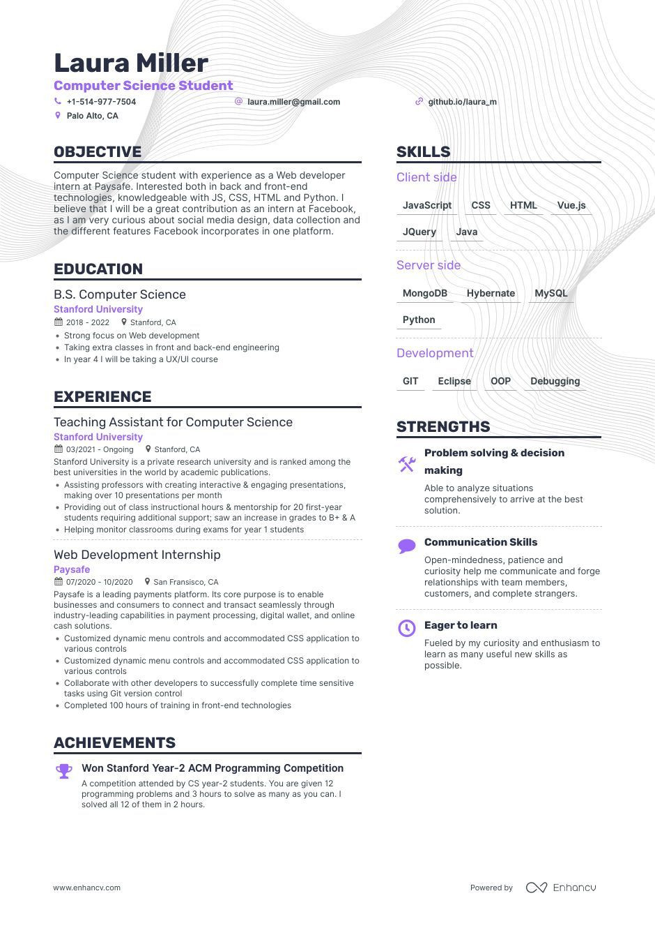 Recent Graduate Resume Computer Science Sample Computer Science Resume Examples & Guide for 2022 (layout, Skills …