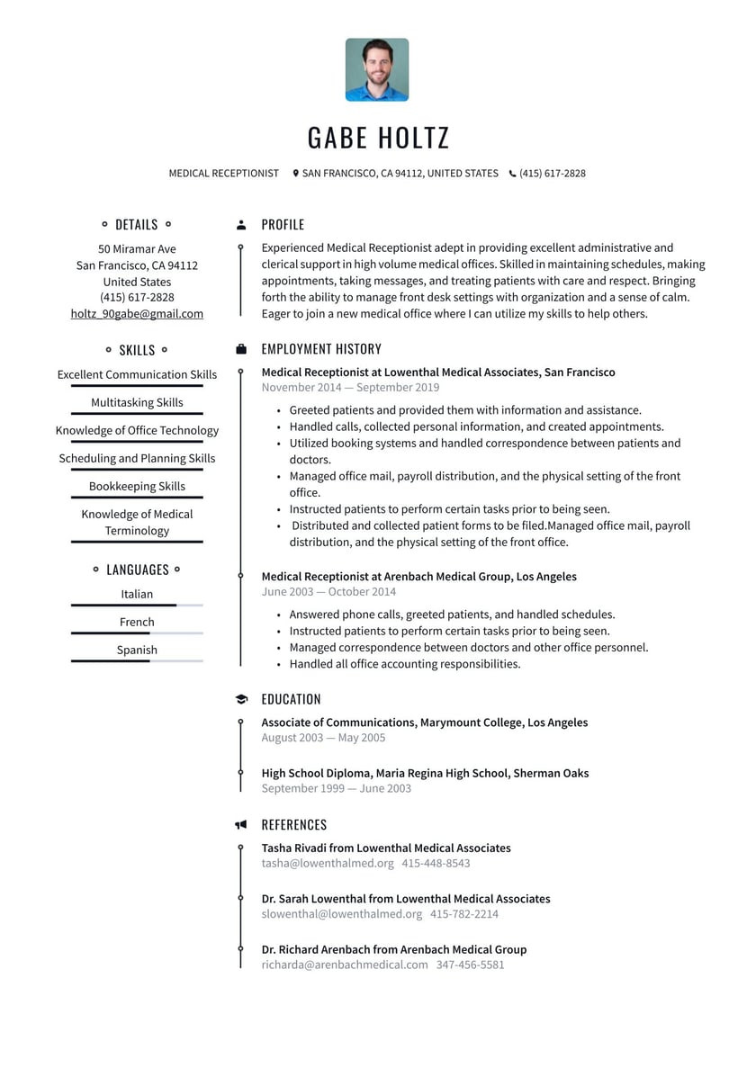 Recepcionist or Medical assistant Resume Sample Medical Receptionist Resume Examples & Writing Tips 2022 (free Guide)