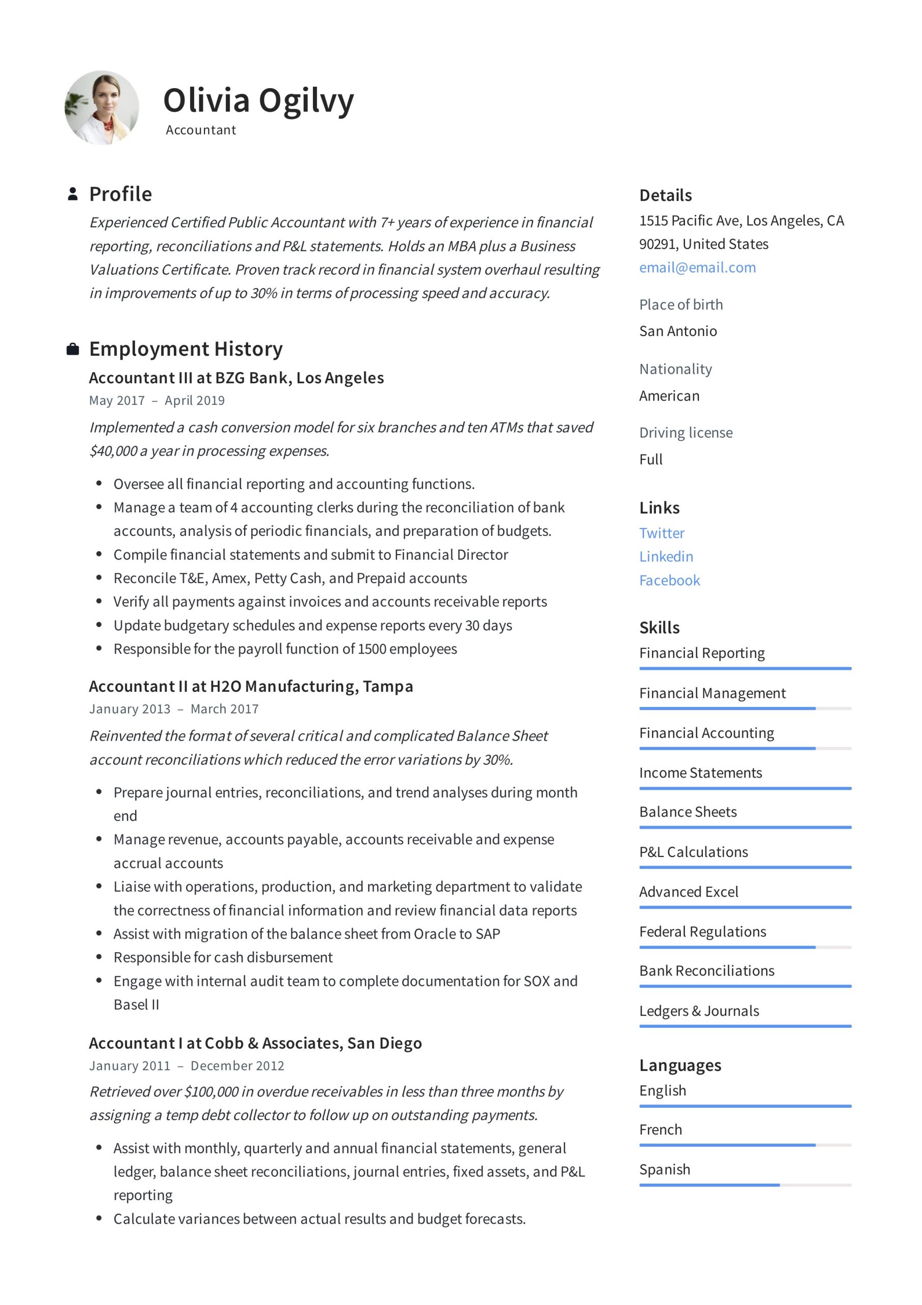 Resume Sample for Accountant Bank Reconciliation Accountant Resume & Writing Guide 19 Templates 2022